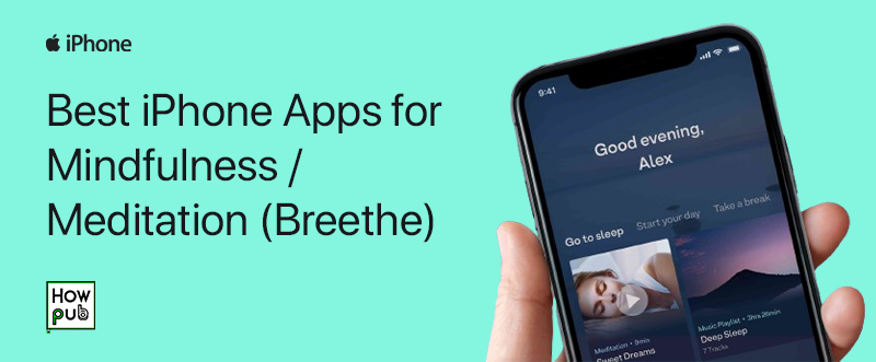 Breethe app interface showing guided meditation and sleep tools