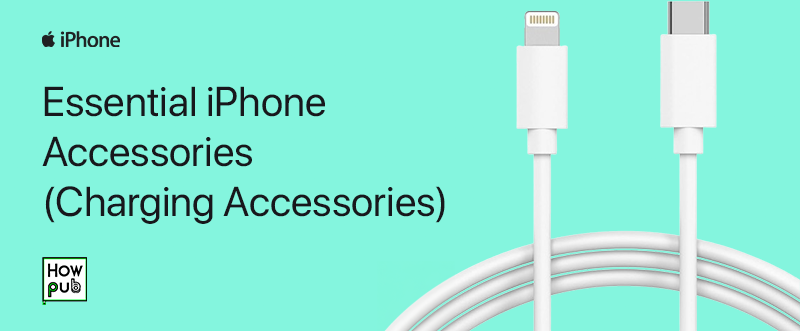 Various iPhone charging accessories including wireless chargers, cables, and power banks