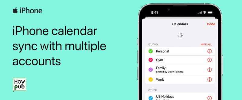 iPhone calendar sync with multiple accounts