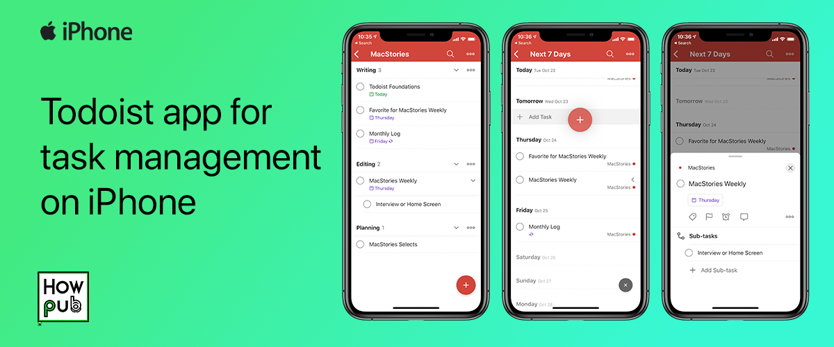 Todoist app for task management on iPhone