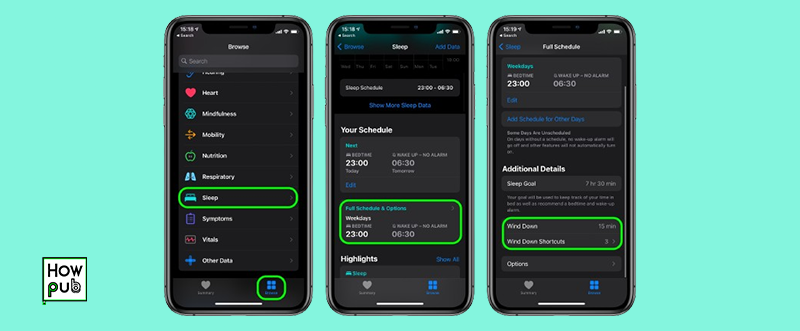 Wind Down Settings on iPhone